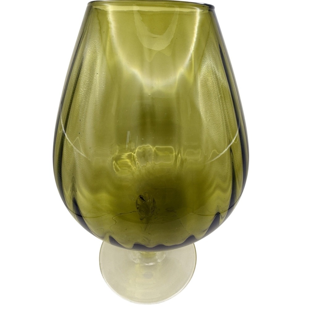 Empoli Italian Art Glass Brandy Snifter Rare Green. XL Size